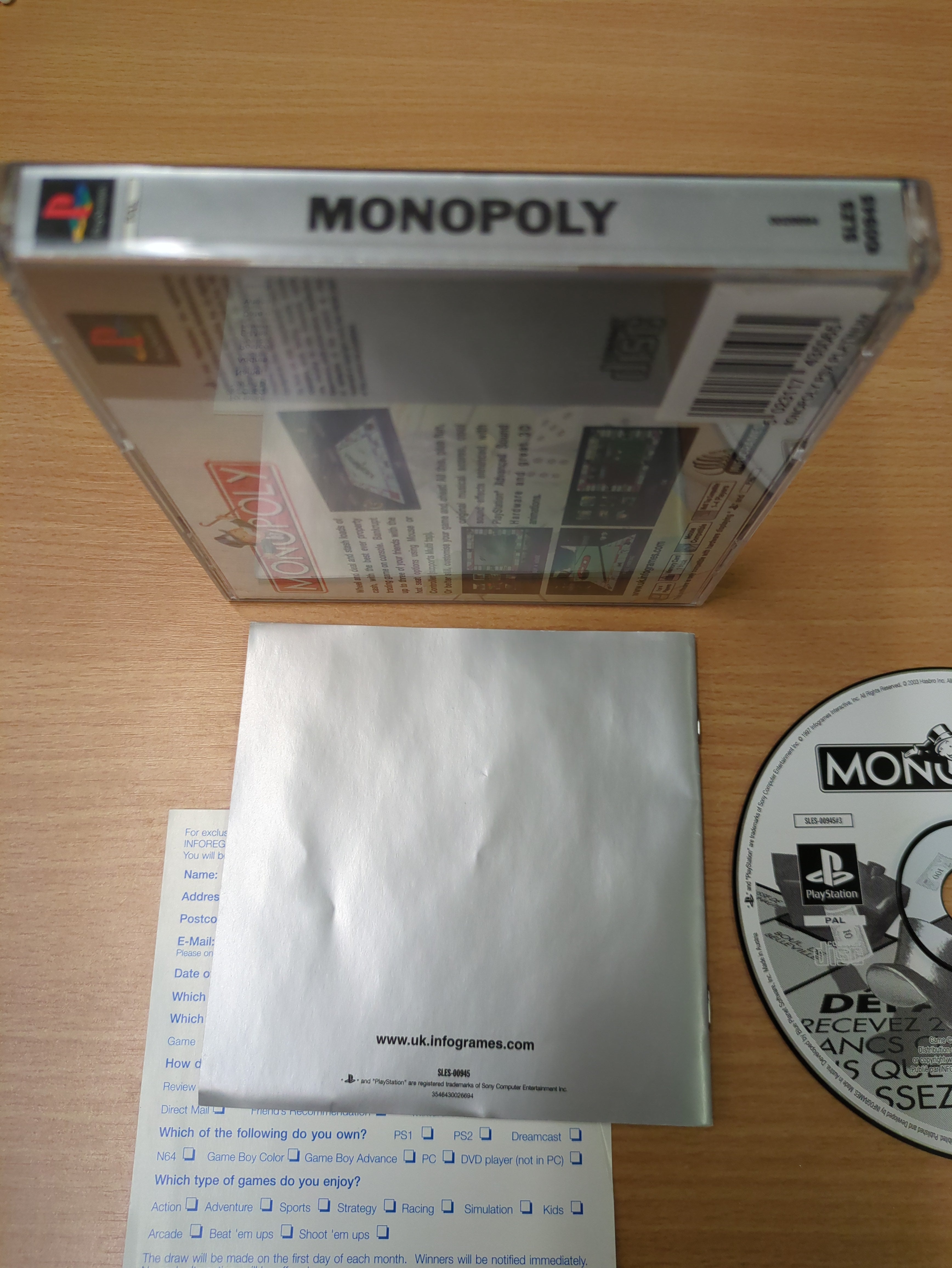 Monopoly Platinum Sony PS1 game Monopoly Platinum Sony PS1 game